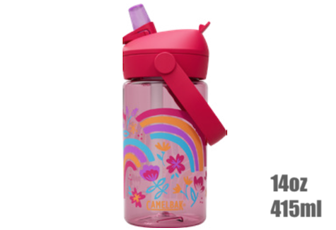 CBAK BOTTLE, THRIVE FLIP STRAW KIDS, 415ML 14oz, RAINBOW FLORAL