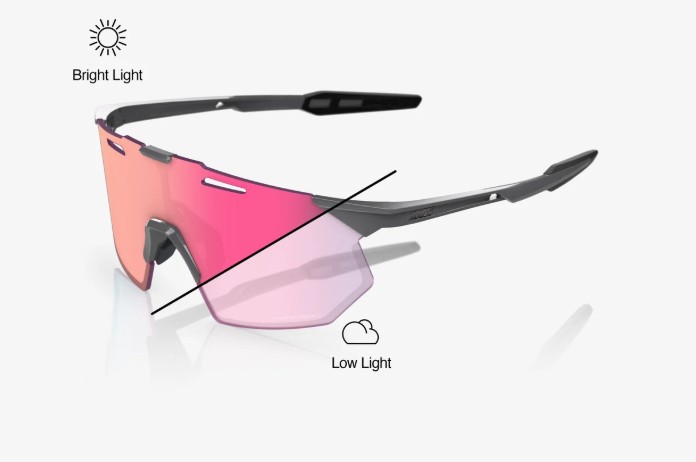 HYPERCRAFT SQ Gloss Light Grey - Rose Gold Mirror Photochromic Lens