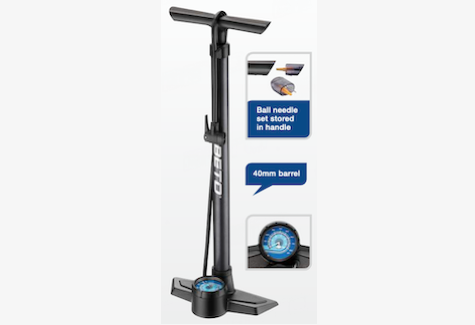 BETO PUMP, 29in HV STEEL FLOOR PUMP with 3.5in GAUGE, BLK